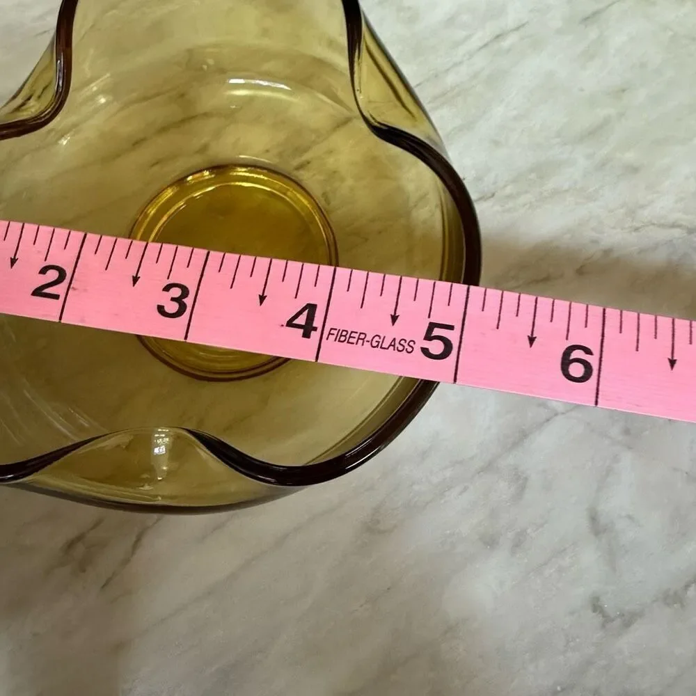 Anchor Hocking vtg Wavy Edge Serving Bowls Honey Gold Chip And Dip Set No Hanger